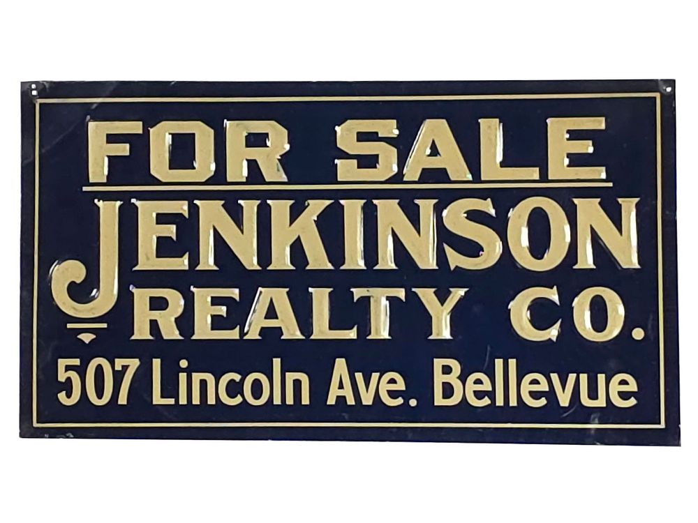 Lot 629: 1930-1940s For Sale Jenkinson Realty Co. SST Sign