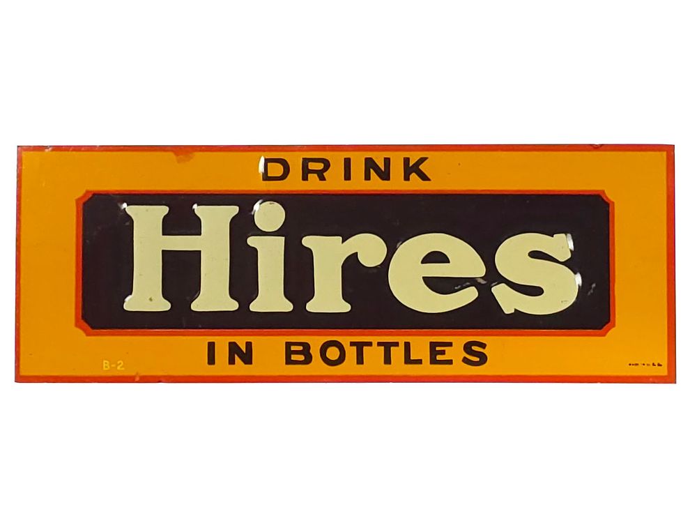 Lot 630: 1930s Drink HIRES Root Beer In Bottles SST Sign