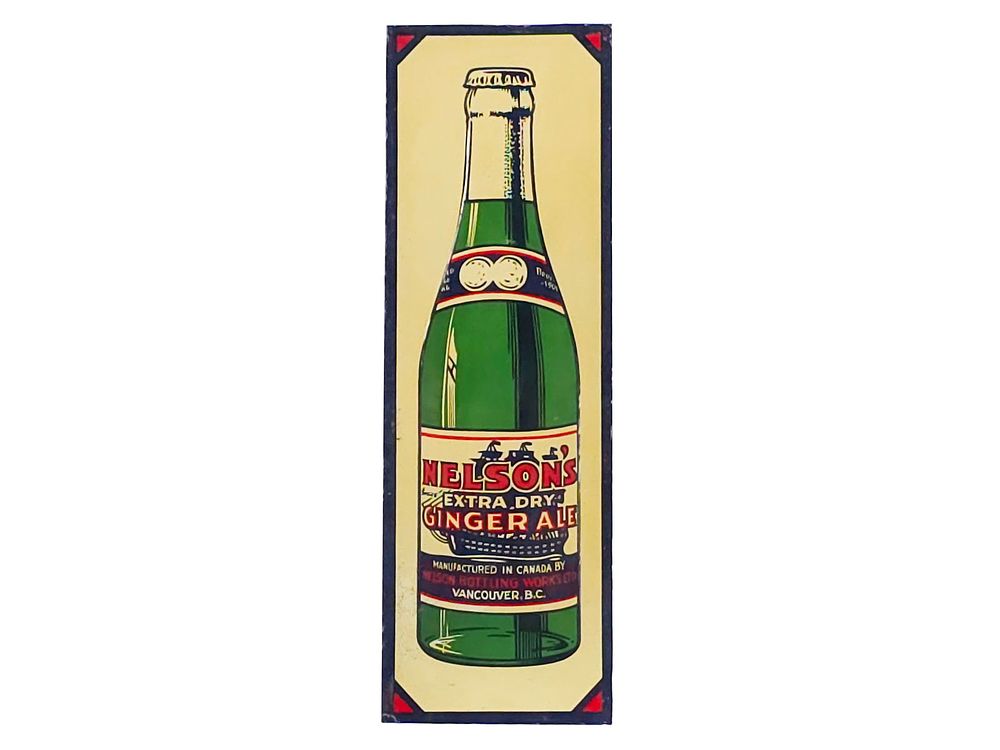 Lot 631: 1943 Nelsons Extra Dry Ginger Ale SST Advertising Sign