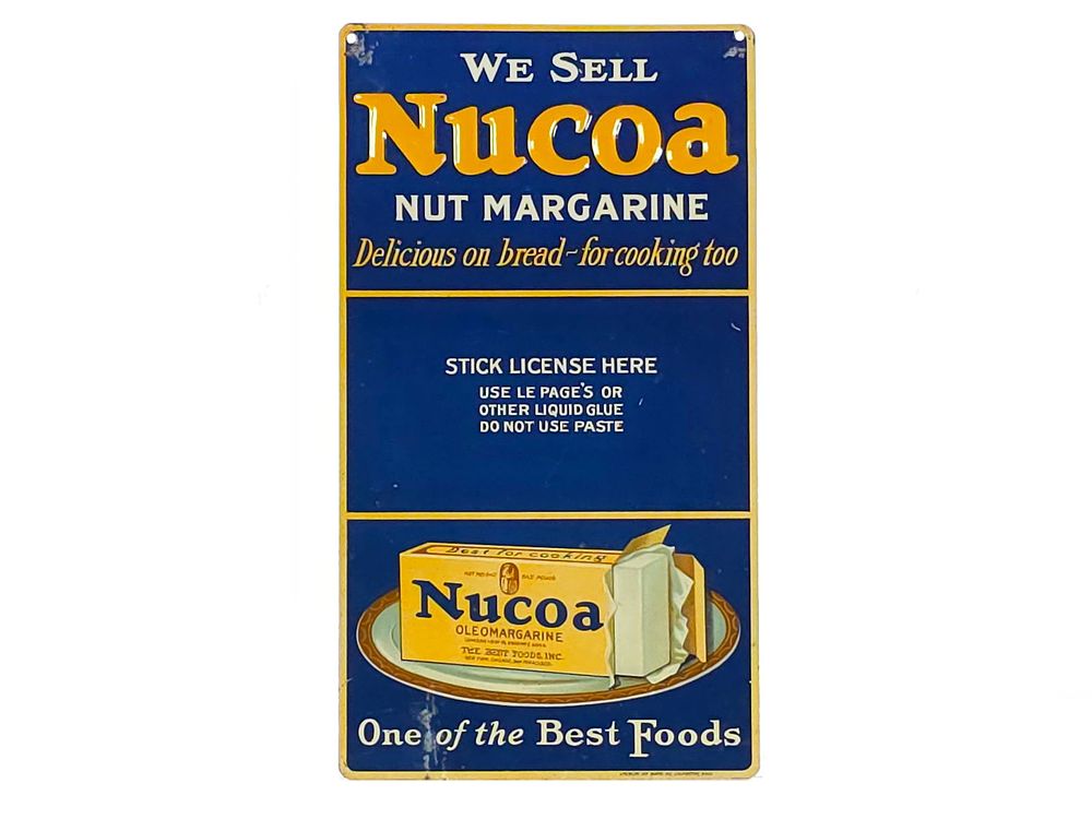 Lot 639: Nucoa Nut Margarine Advertising Tin Sign