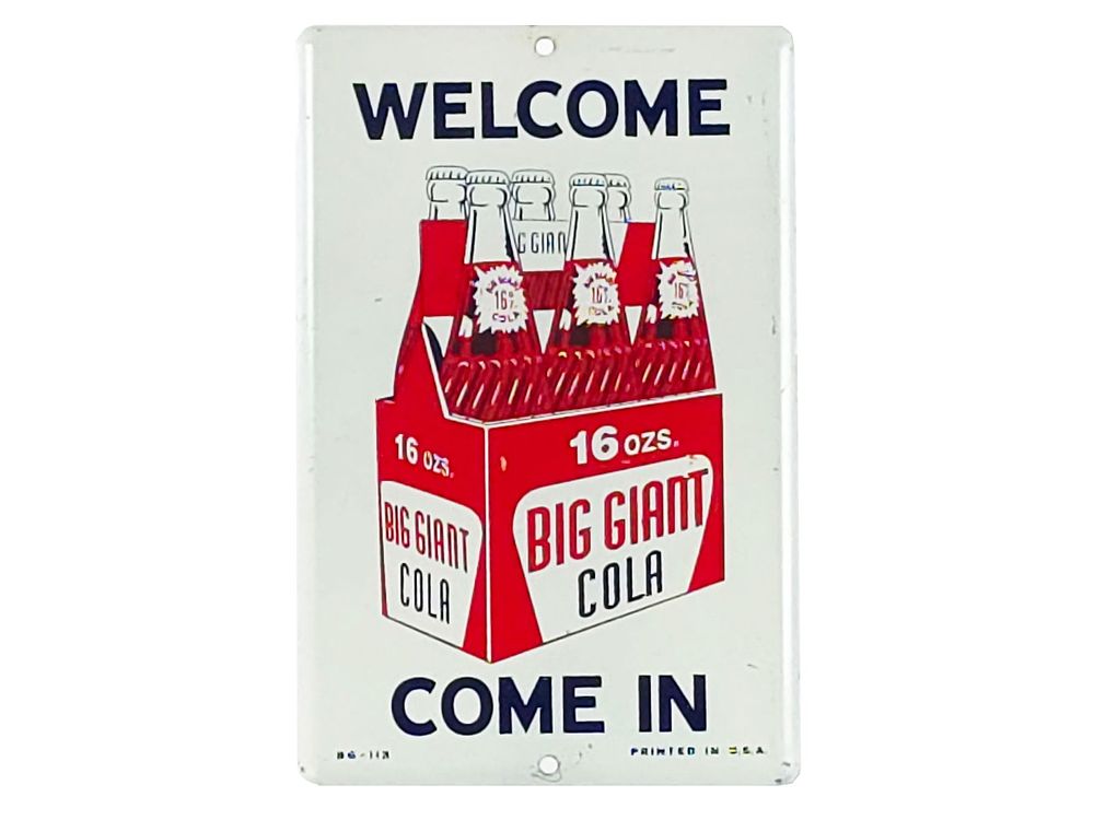 Lot 641: Big Giant Cola Welcome Steel Advertising Sign