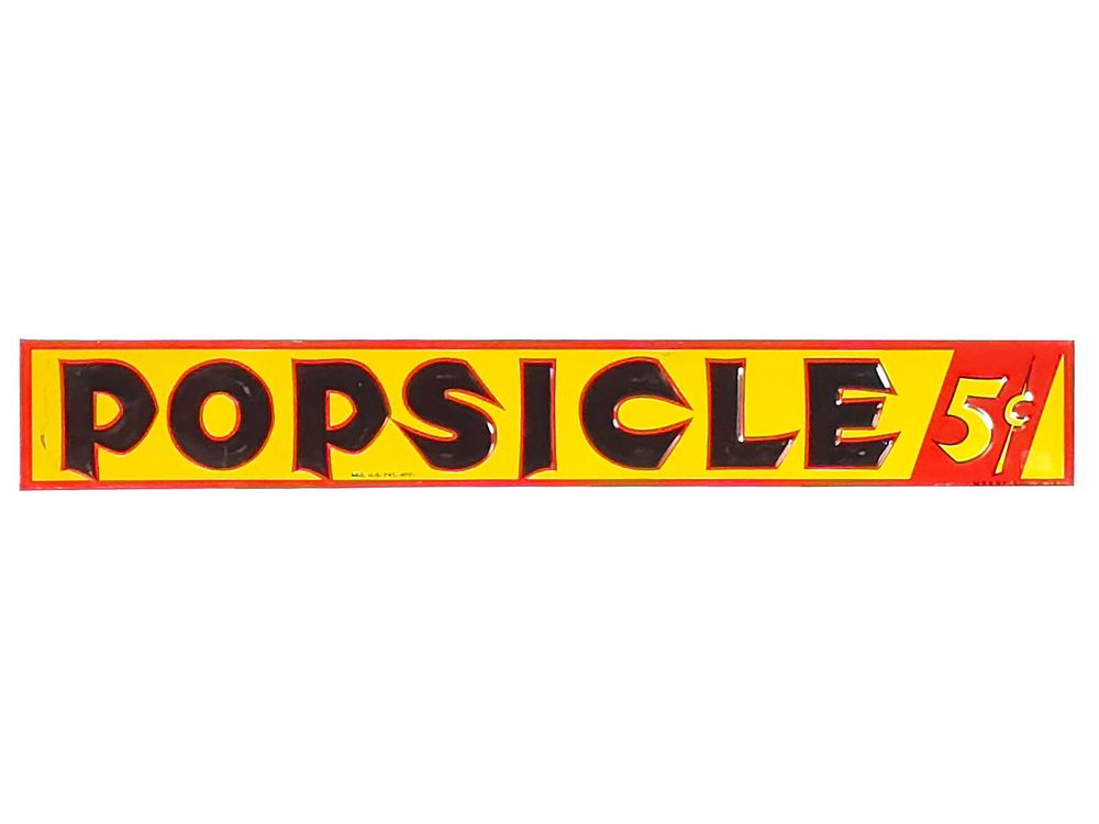 Lot 644: Popsicle 5 Cents Single-Sided Tin Advertising Sign