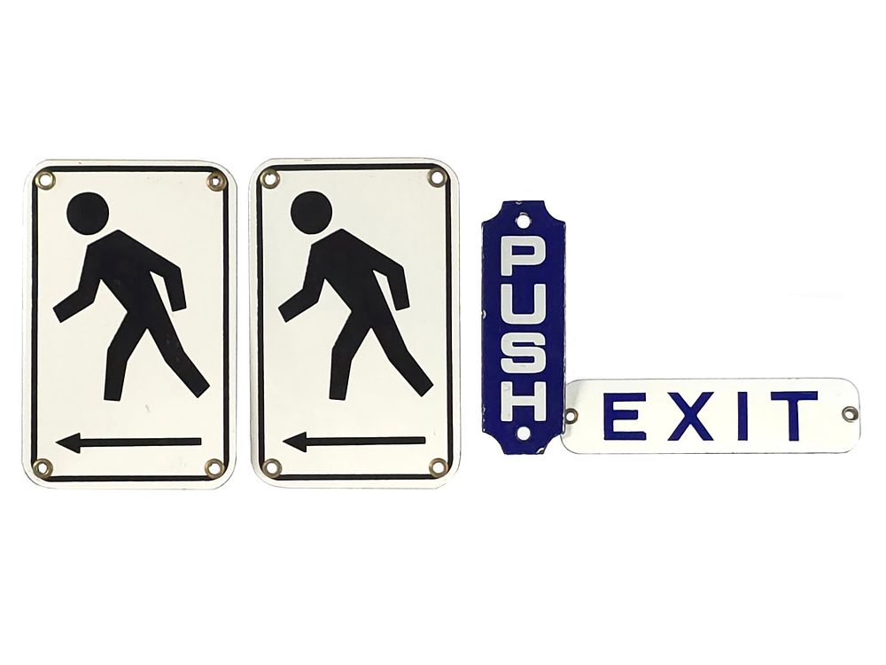 Lot 649: (4) Push, Exit, Directional Walking SSP Signs