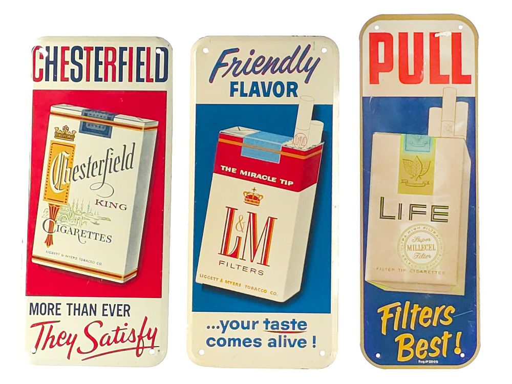 Lot 664: (3) Cigarette Brand SST Door Pushes & Pulls