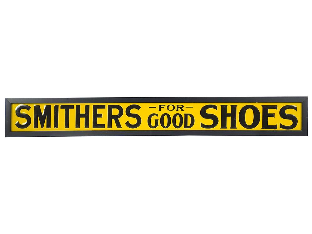 Lot 675: Smithers For Good Shoes Framed Tin Sign