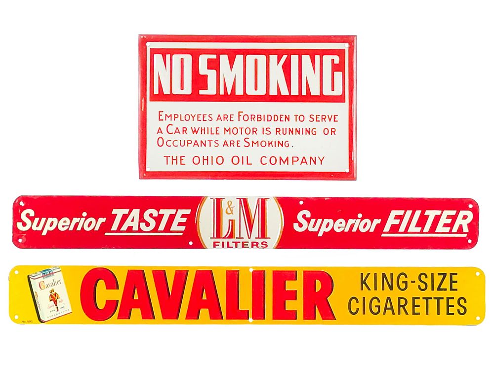 Lot 684: (3) Cigarette and No Smoking Tin Signs