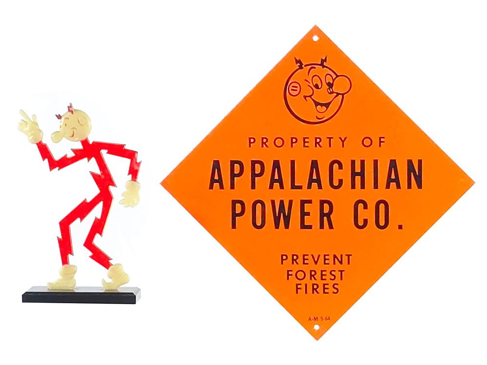 Lot 685: (2) Reddy Kilowatt Figure & Reddy Kilowatt Appalachian Power Sign