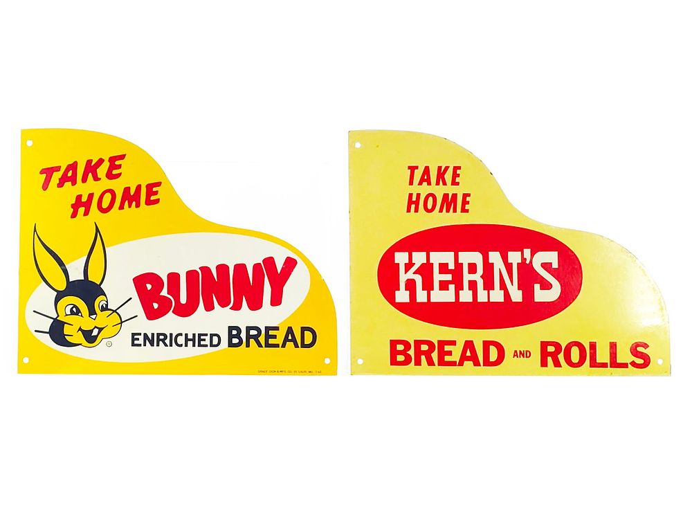 Lot 686: (2) Bunny and Kern's Bread Steel Signs