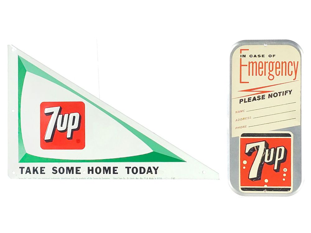 Lot 687: (2) 7-Up Tin Advertising Signs