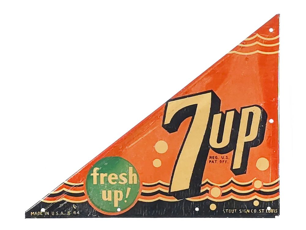 Lot 689: Fresh Up With 7-Up Corner Tin Advertising Sign