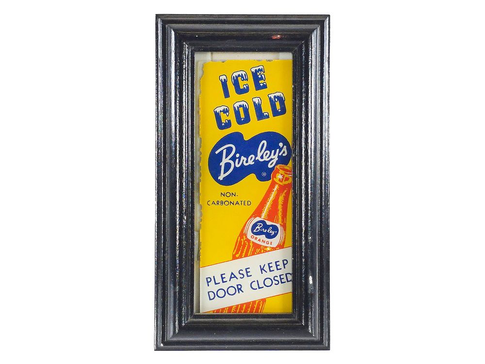 Lot 692: Bireleys Ice Cold Framed Glass Advertising Sign