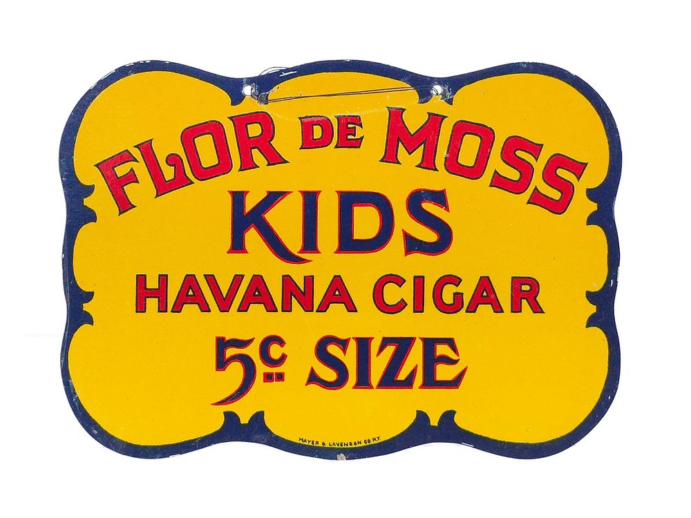 Lot 694: Flor De Moss Kids Havana Cigar Tin Advertising Sign