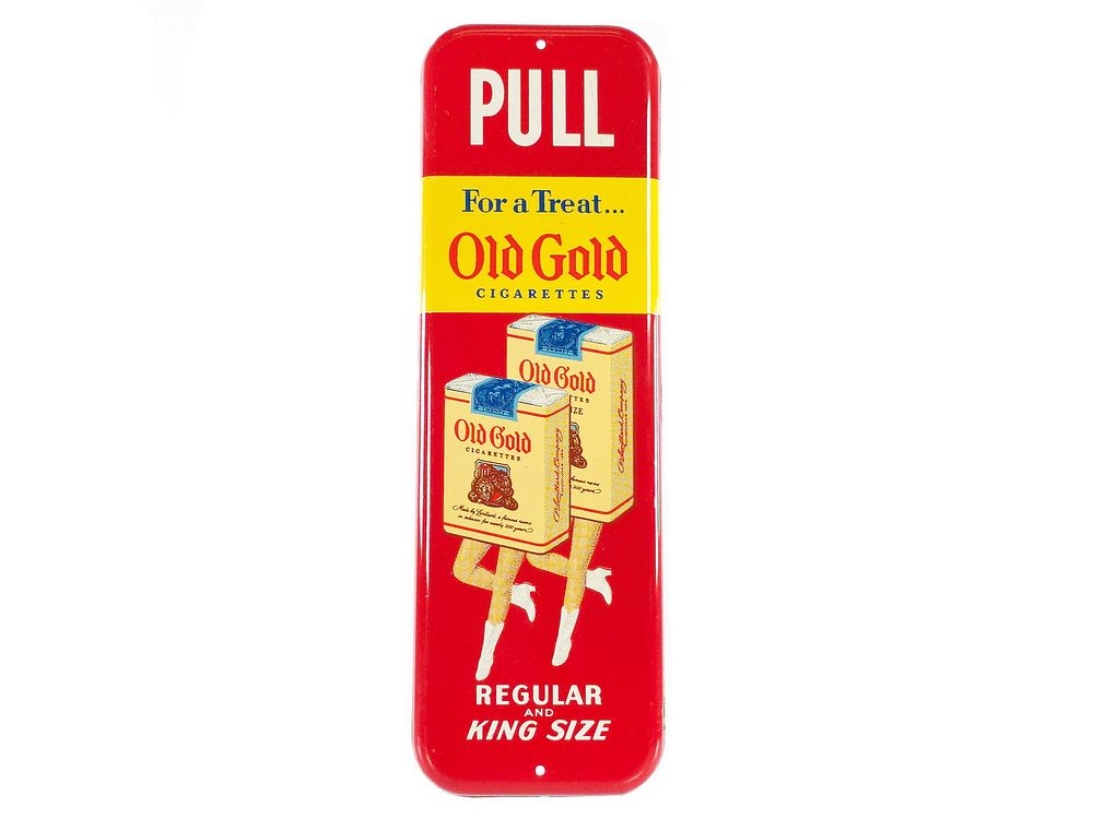 Lot 702: Old Gold Cigarettes Tin Advertising Door Pull