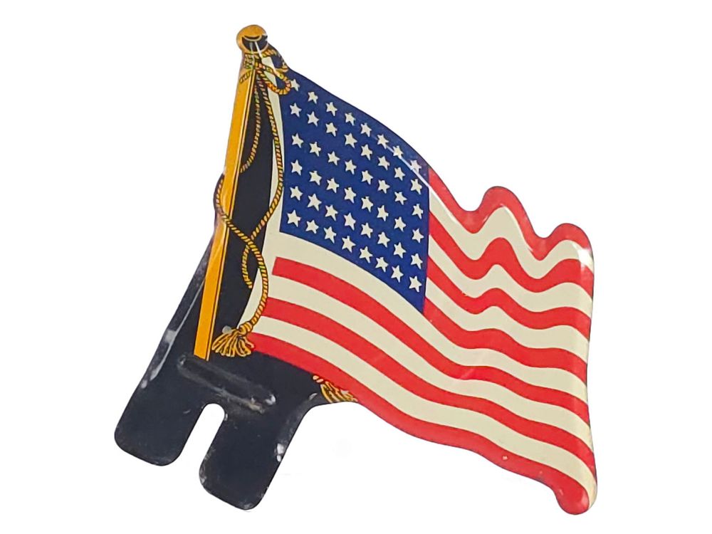 Lot 705: Vintage American Flag License Plate Attachment