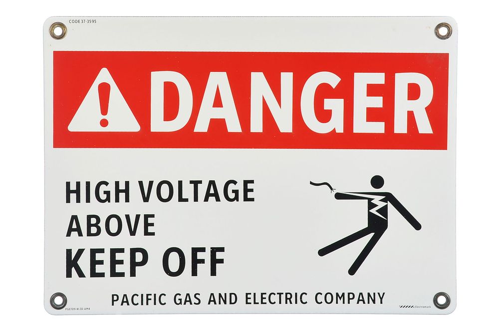 Lot 711: Pacific Gas & Electric Co. Double-Sided Porcelain Danger Sign