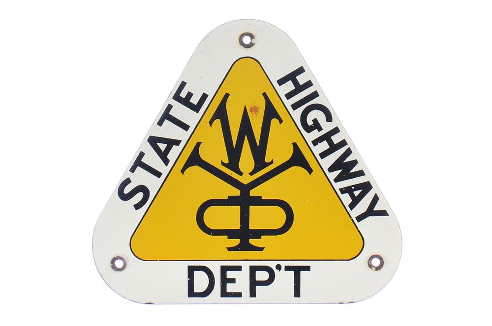 Lot 713: Wyoming State Highway Department Single-Sided Porcelain Sign