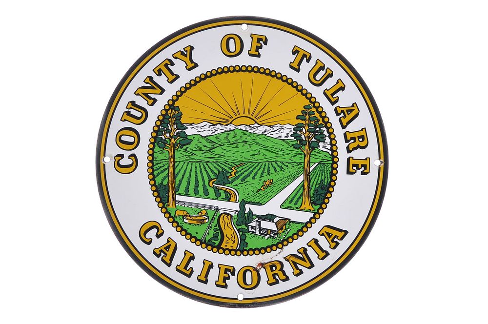 Lot 715: Tulare County, California Seal Single-Sided Porcelain Sign