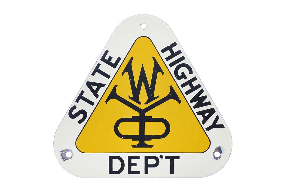 Lot 716: Wyoming State Highway Department Single-Sided Porcelain Sign