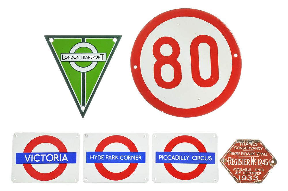 Lot 718: (6) London England Single-Sided Porcelain Signs