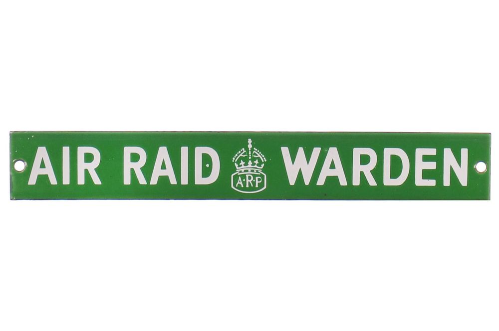 Lot 722: Air Raid Warden Single-Sided Porcelain Sign