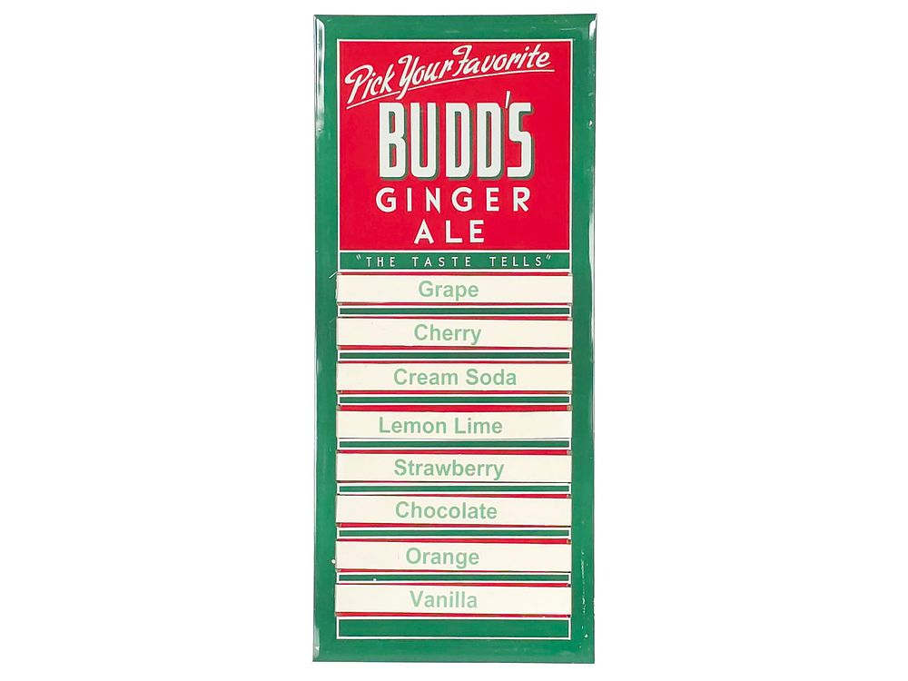 Lot 749: Budd's Ginger Ale Pick Your Favorite Menu Sign