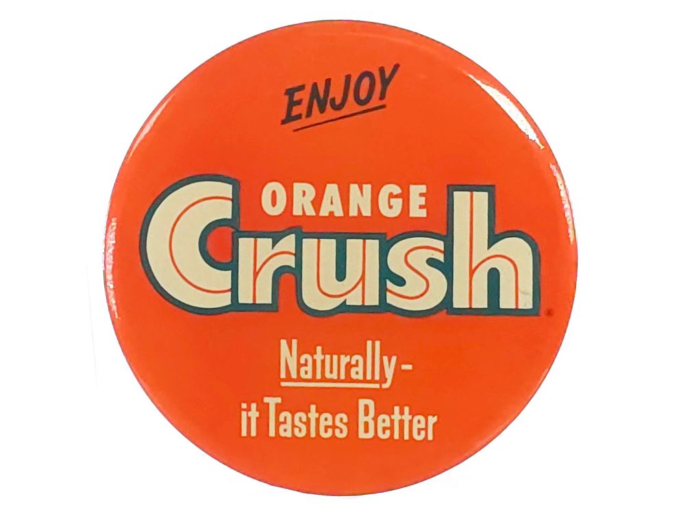 Lot 755: Orange Crush Button Advertising Sign