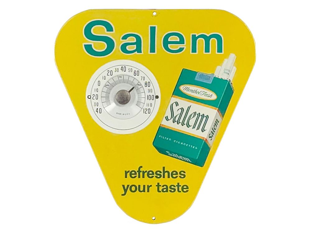 Lot 756: Salem Cigarettes Metal Thermometer Sign