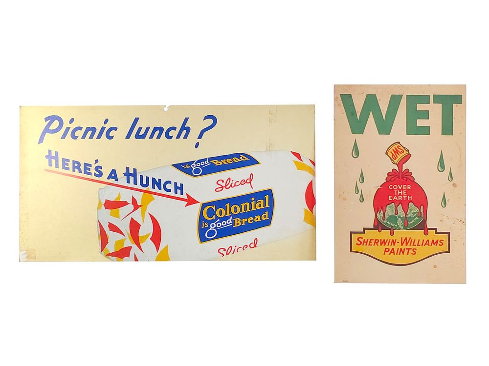 Lot 757: (2) Sherwin-Williams & Colonial Bread Cardboard Advertising Sign