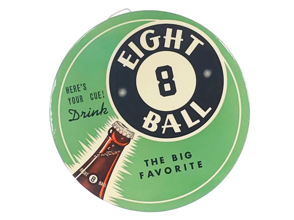 Lot 759: Eight Ball Soda Button Advertising Sign