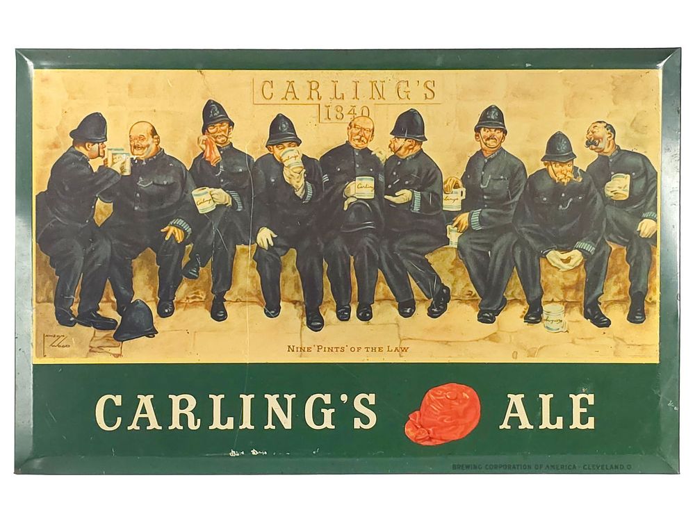 Lot 766: Carling's Ale Nine Pints of the Law Sign TOC
