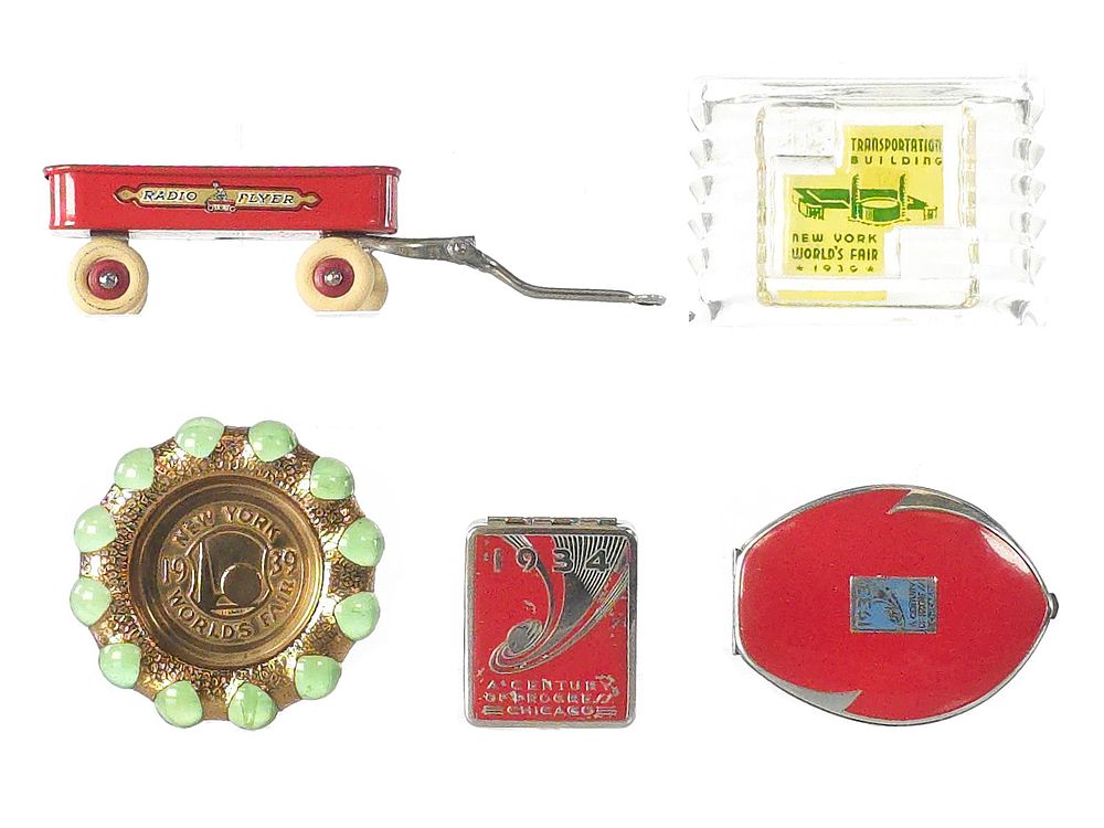 Lot 769: (5) Assorted New York & Chicago World's Fair Souvenir Memorabilia