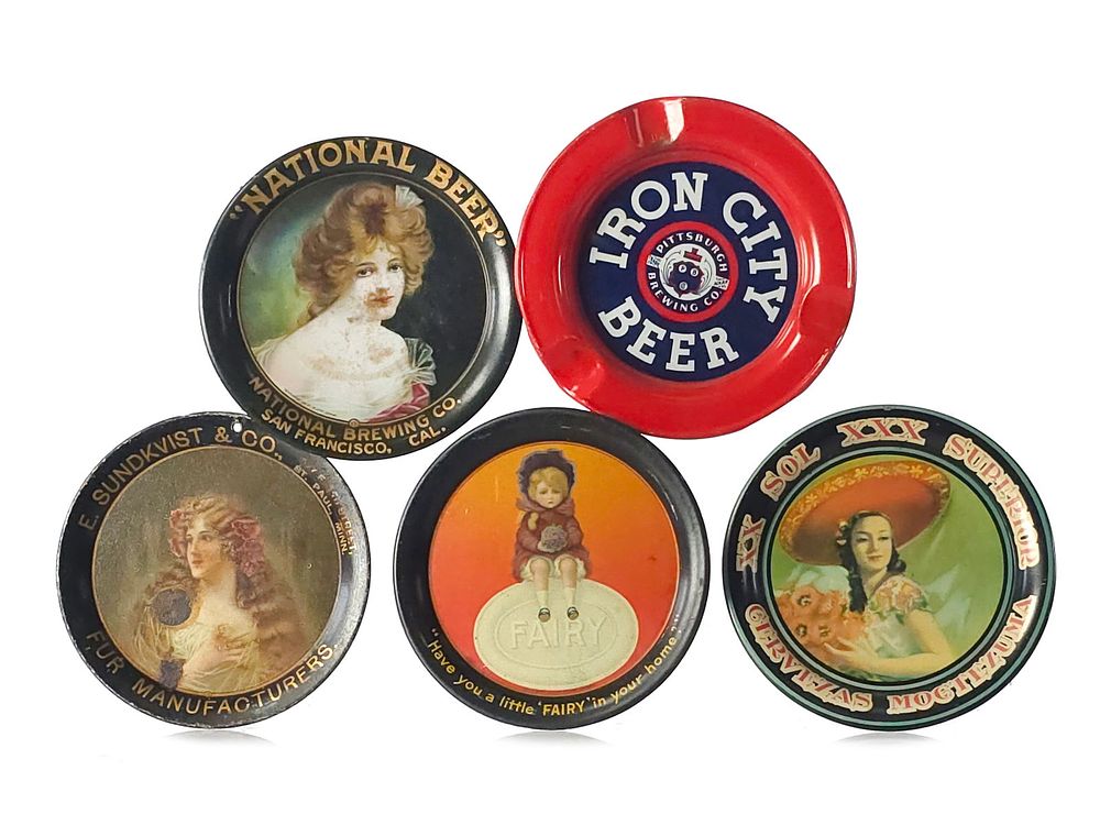 Lot 775: (5) Vintage Beer & Advertising Tip Trays
