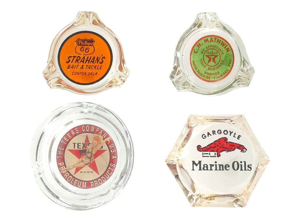 Lot 776: (4) Assorted Glass Promotional Advertising Ashtrays