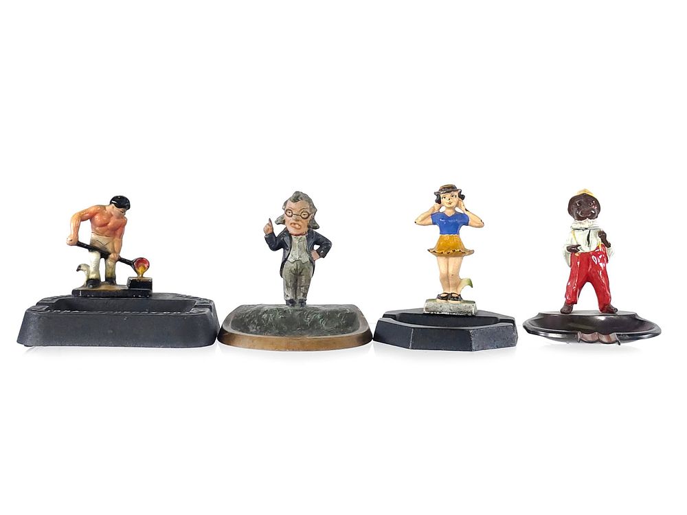 Lot 777: (4) Vintage Figural Cast Iron Ashtrays