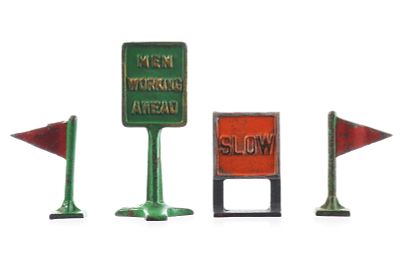 Arcade Cast Iron Construction Signs. Cast iron construction signs reading "MEN WORKING AHEAD" 