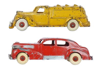 (2) Hubley Lasalle and Cast Iron Gas Truck. A lot of two cast iron toy vehicles, including a 