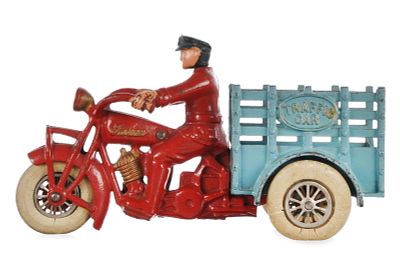 Hubley Traffic Car Motorcycle Cast Iron. Beautiful Hubley swivel head Traffic Car motorcycle in 