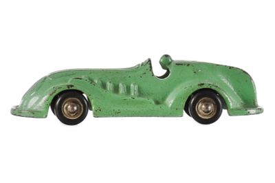 Arcade Toys Green Bluebird Style Race Car Cast Iron. Clean green Arcade Toys cast iron race car 