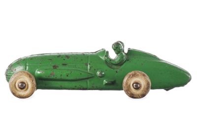 Arcade Two Man Boattail Race Car Cast Iron. Arcade Two Man Boattail race car in cast iron with 