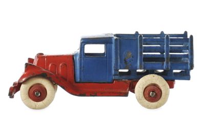 Large Hubley Take-A-Part Stake Truck Cast Iron. Larger scale Hubley Toys stake truck in a 