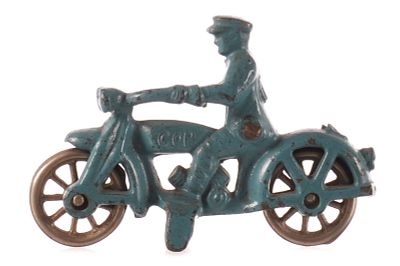 Hubley COP Motorcycle Cast Iron. Extra clean blue COP motorcycle by Hubley featuring the nice 
