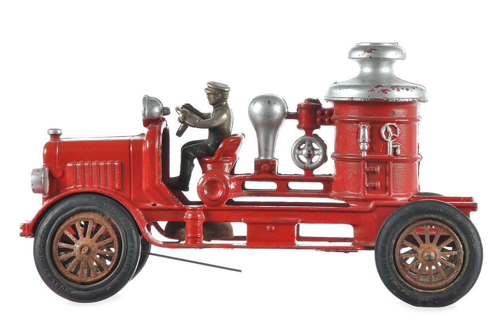 Lot 164: Hubley Amazing Large Red Fire Engine Cast Iron