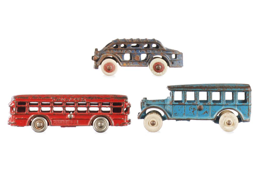 Lot 172: (3) Cast Iron Buses Arcade/Williams/Hubley