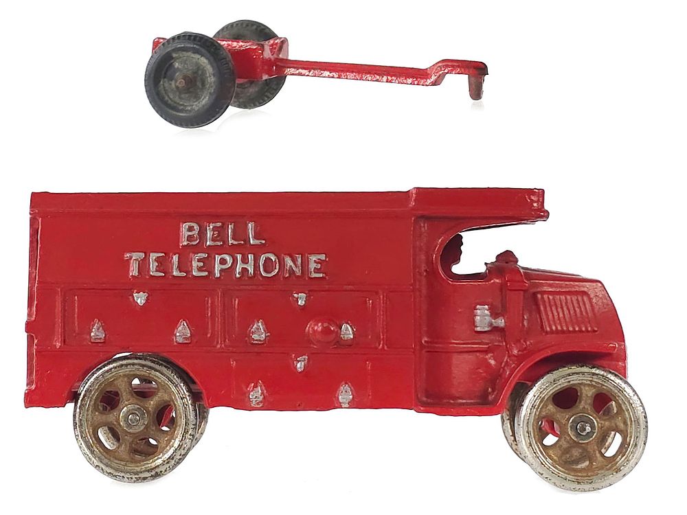Lot 191: Hubley Red Bell Telephone Truck with Lug Wheels