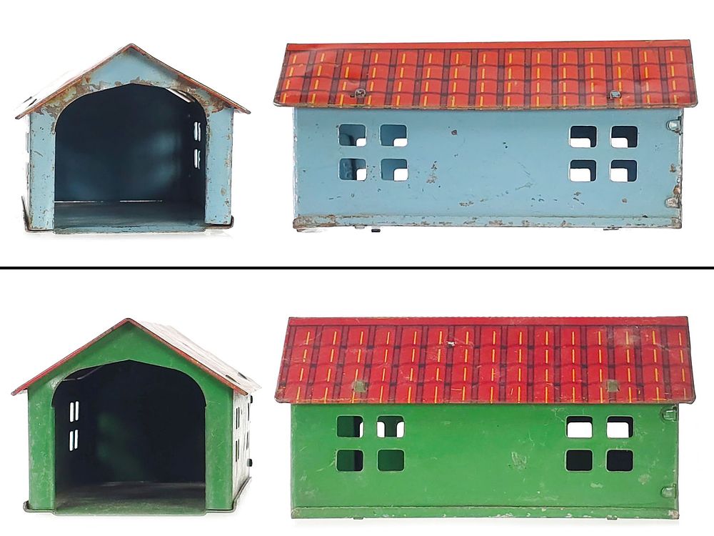 Lot 208: Twin Steel Garages in Blue and Green, American