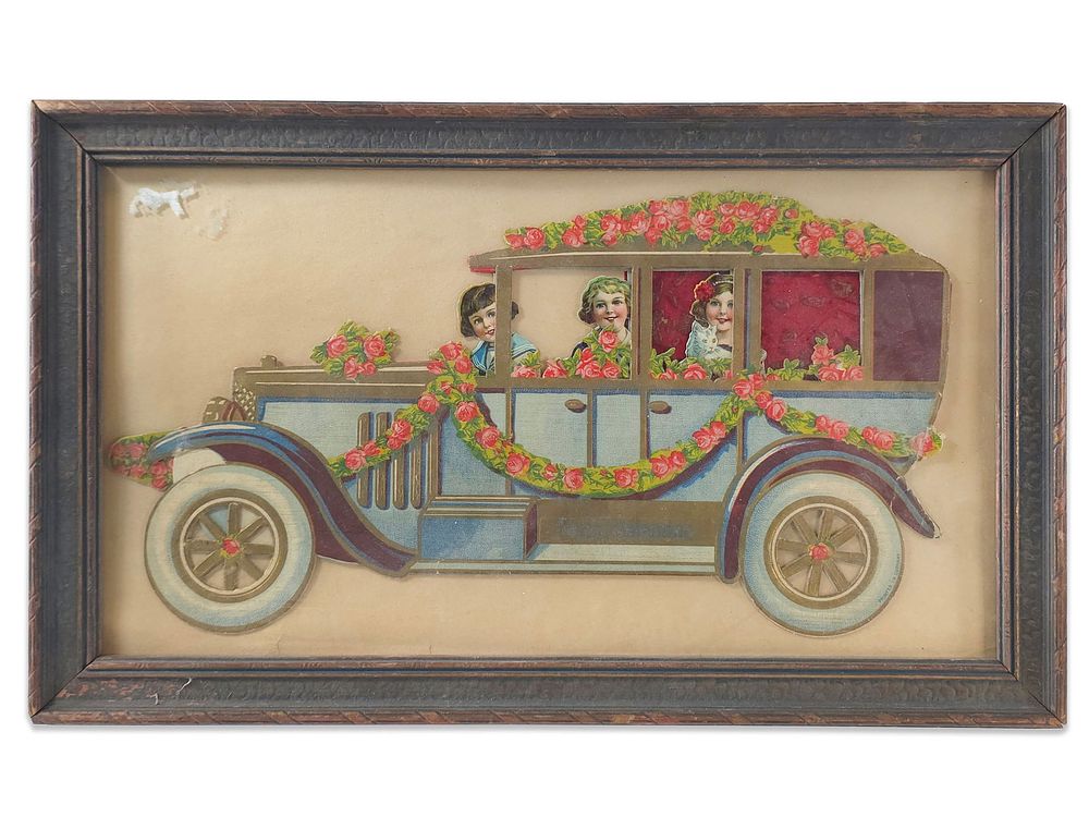 Lot 210: Extra Large Valentine Automobile Framed Paper Gift Card