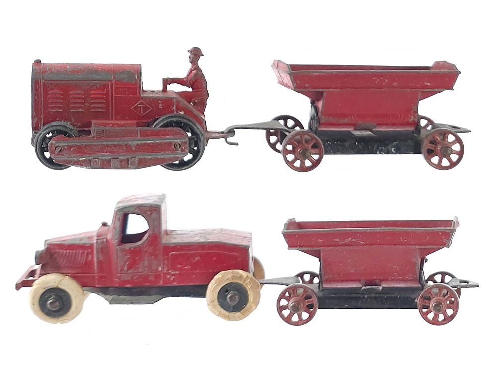 Lot 213: (2) Tootsietoys Contract Mack with Tipper Trailers Diecast