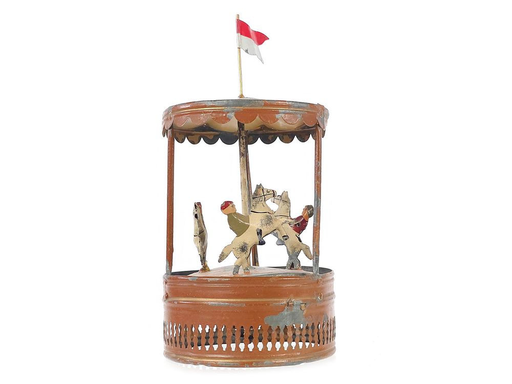 Lot 244: Early German Windup Tin Carousel Merry-Go-Round