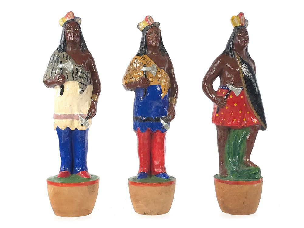 Lot 270: (3) German Native American Skittles Composition & Paper Mache