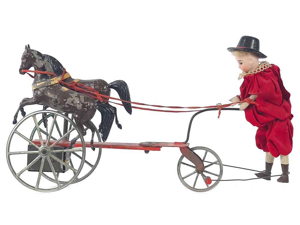 Lot 274: German Galloping Horse Team Automaton Toy